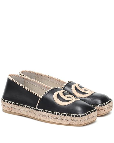 gucci black espadrilles|gg leather espadrille in black.